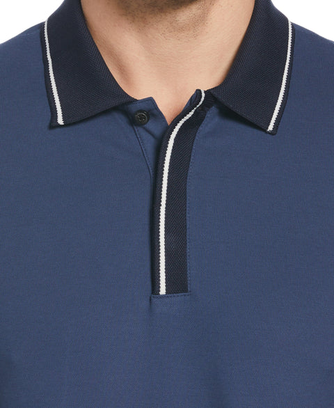 Pique Covered Placket Polo (Dark Denim) 