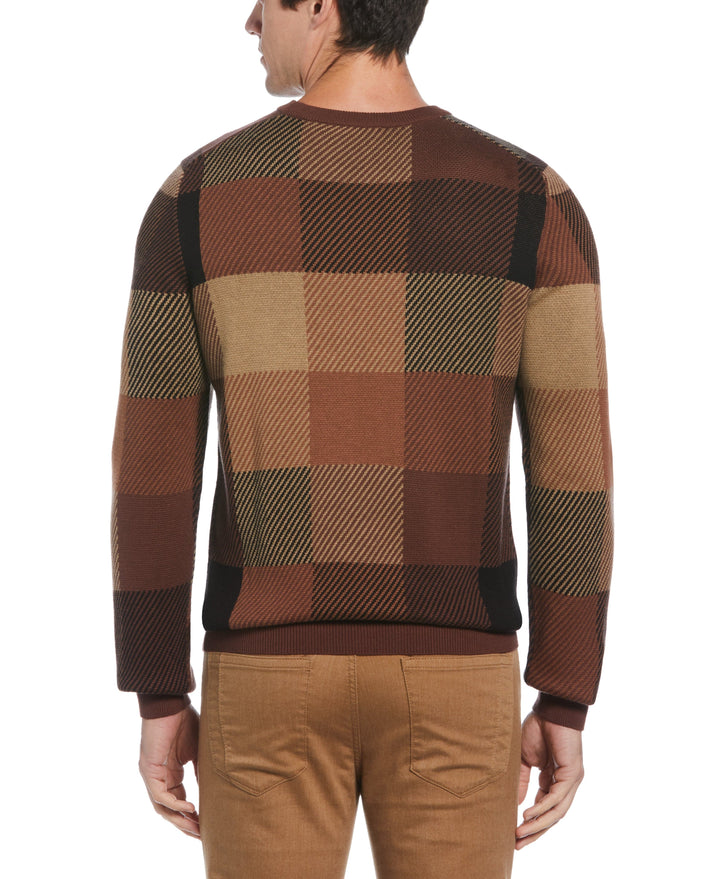 Plaid Crew Neck Sweater (Bitter Chocolate) 