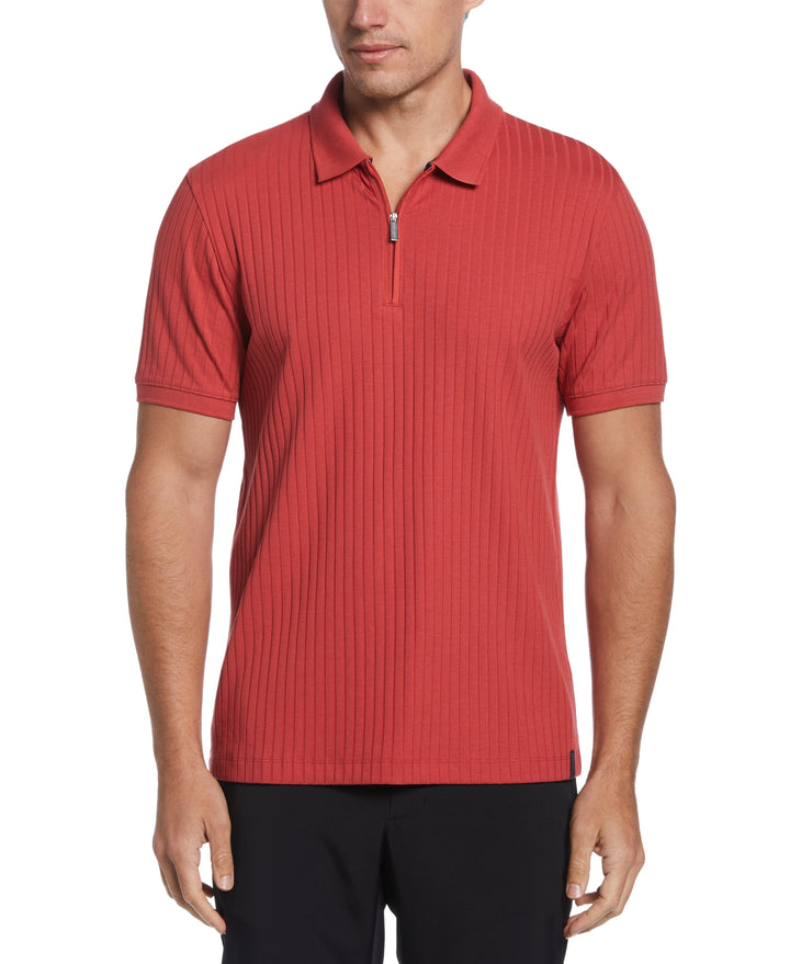 Quarter Zip Ribbed Polo Perry Ellis