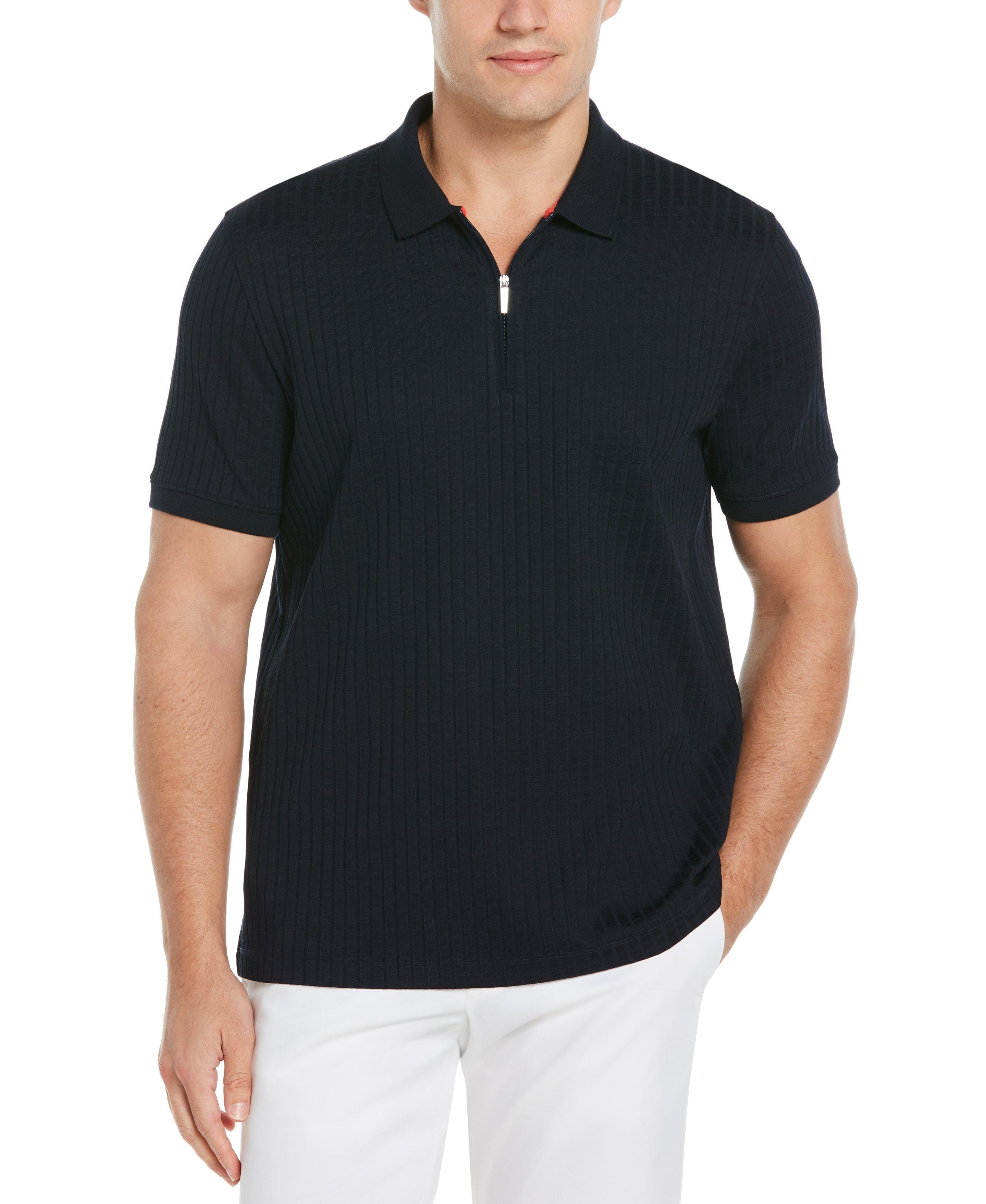 Perry Ellis men's short sleeve polo shirt with ribbed collar and ...