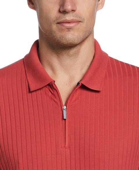 Quarter Zip Ribbed Polo (Cardinal) 