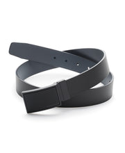 Reversible Coated Leather Belt (Black/Grey) 