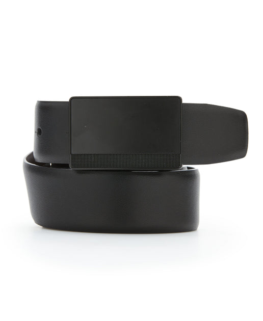 Reversible Leather Belt with Black Pattern Plaque | Perry Ellis
