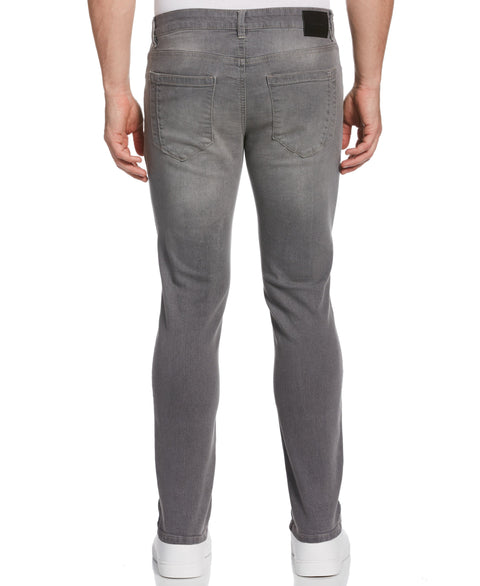 Skinny Fit Gray 5-Pocket Stretch Denim Jean Light Grey Perry Ellis