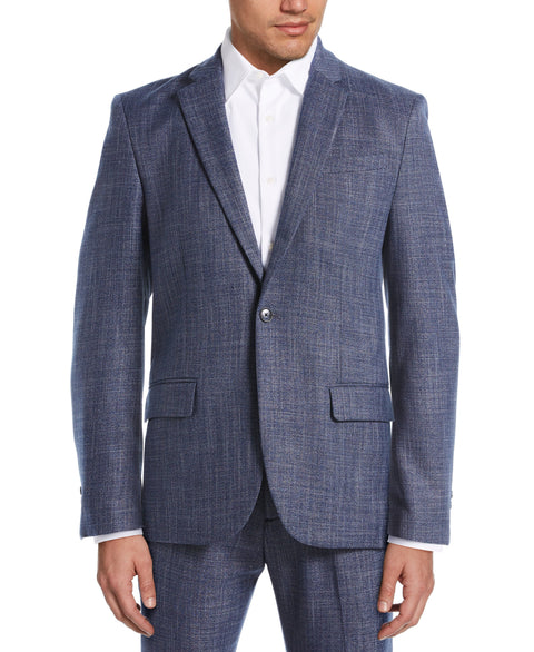 Slim Fit Crosshatch Suit Jacket Bay Blue Perry Ellis