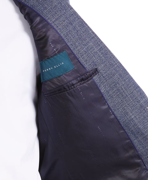Slim Fit Crosshatch Suit Jacket Bay Blue Perry Ellis