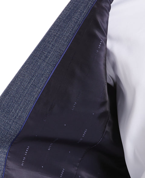 Slim Fit Crosshatch Suit Jacket Bay Blue Perry Ellis