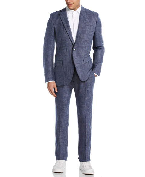 Slim Fit Crosshatch Suit Jacket Bay Blue Perry Ellis
