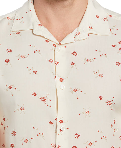 Slim Fit EcoVero™ Ditsy Floral Print Soft Shirt (Egret) 