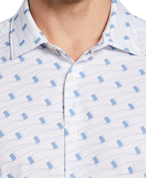 Flag Print Stretch Shirt (Bright White) 