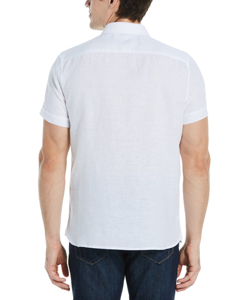 Slim Fit Linen Blend Solid Shirt Bright White Perry Ellis