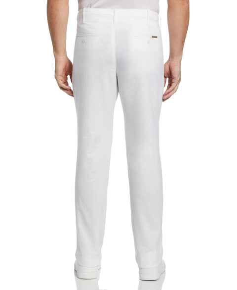 Slim Fit Linen Blend Stretch Pant (Bright White) 