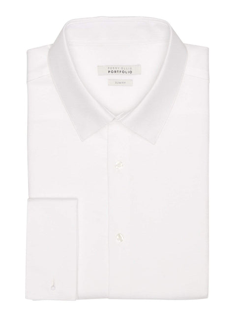 Slim Fit Non-Iron French Cuff Dress Shirt White Perry Ellis