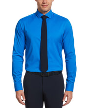 Slim Fit Non-Iron Neon Blue Tech Dress Shirt Cobalt Blue Perry Ellis