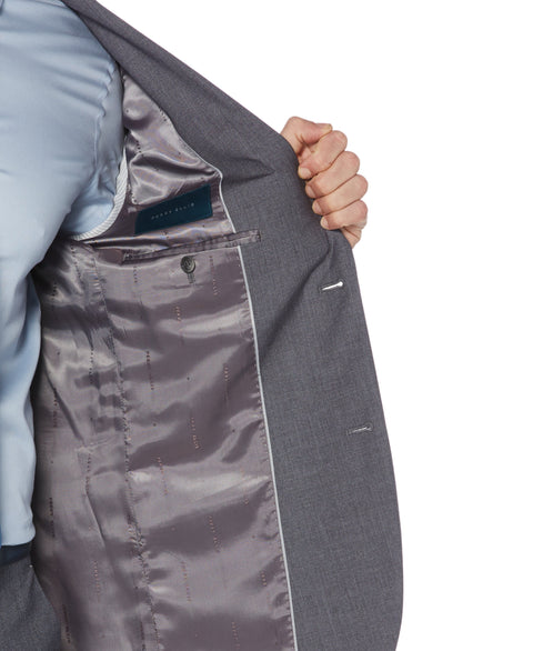 Slim Fit Plaid Jacket Brushed Nickel Perry Ellis
