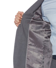 Slim Fit Plaid Jacket Brushed Nickel Perry Ellis