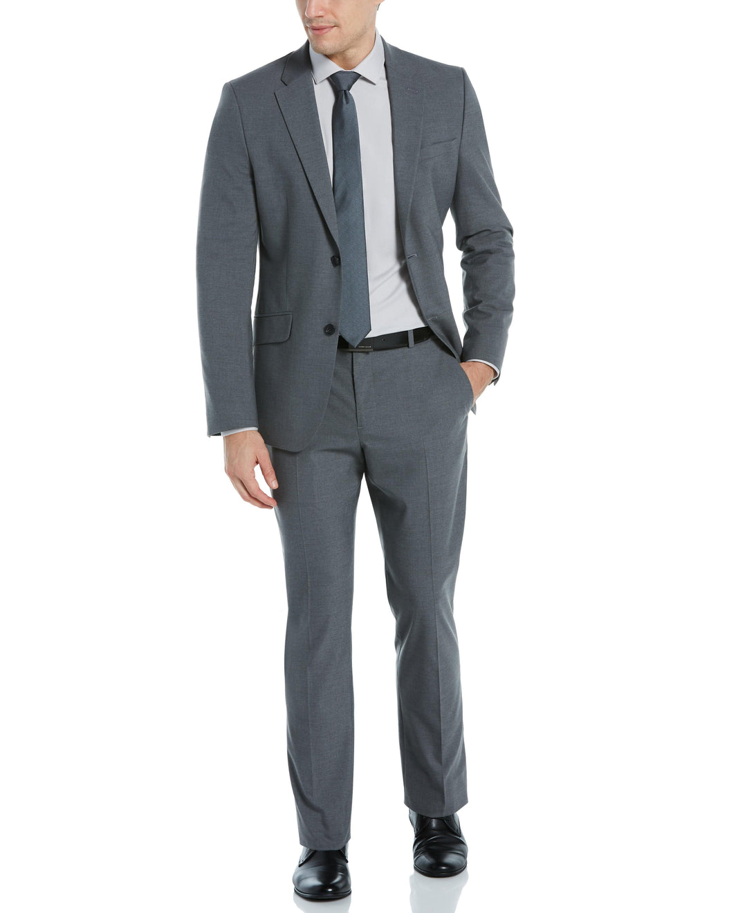 Slim Fit Solid Suit Jacket Brushed Nickel Perry Ellis