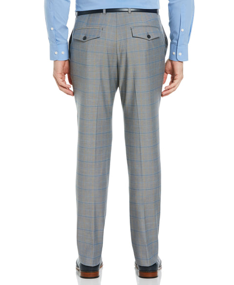 Slim Fit Tonal Plaid Suit Pant Bay Blue Perry Ellis