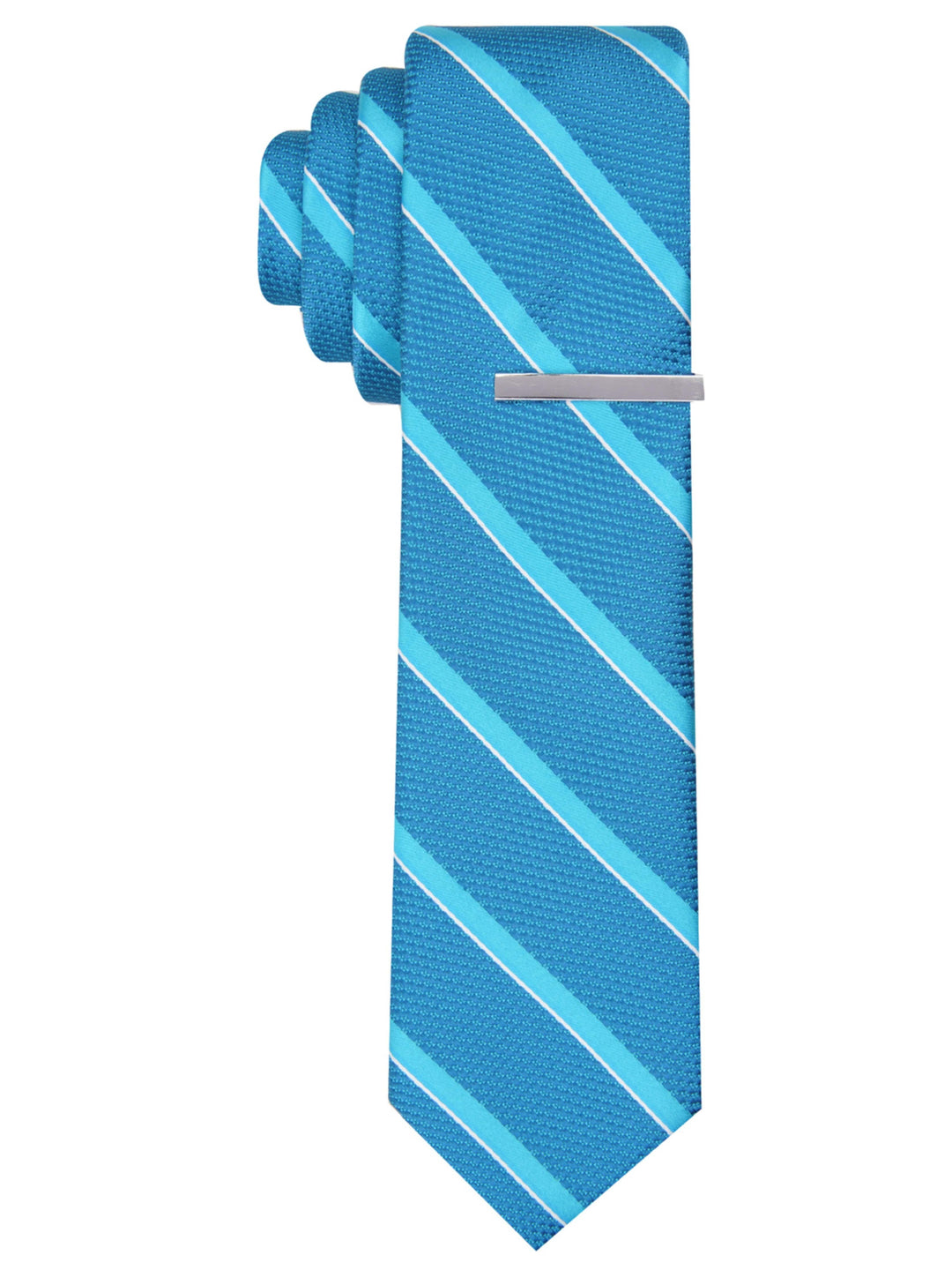 Slim Heslov Stripe Tie Aqua Perry Ellis