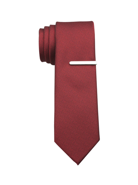 Slim Sable Solid Tie Red Perry Ellis