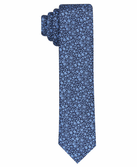 Slim Scherr Floral Tie Navy Perry Ellis