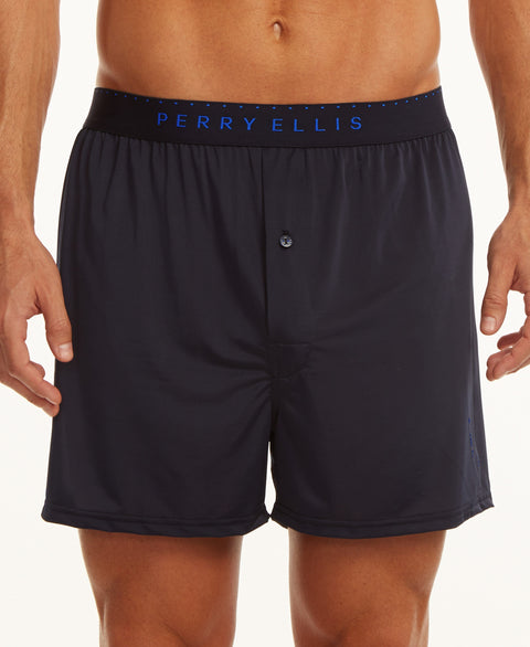 Solid Luxe Boxer Short Navy Perry Ellis