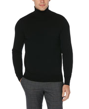 Solid Tech Turtleneck Sweater Black Perry Ellis