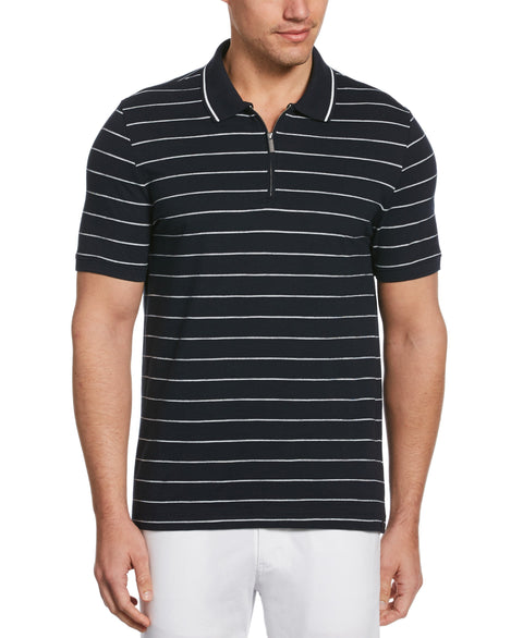 Stripe Quarter Zip Polo Dark Sapphire Perry Ellis