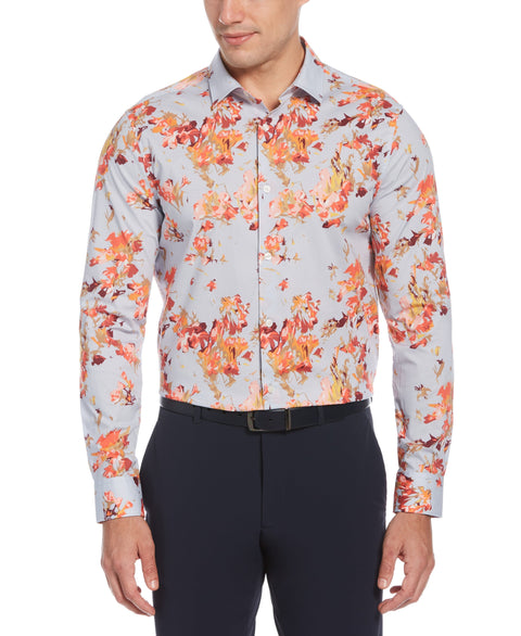 Multi-Color Floral Print Stretch Shirt (Heather) 