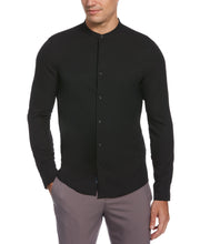 Untucked Total Stretch Slim Fit Banded Collar Shirt (Black) 