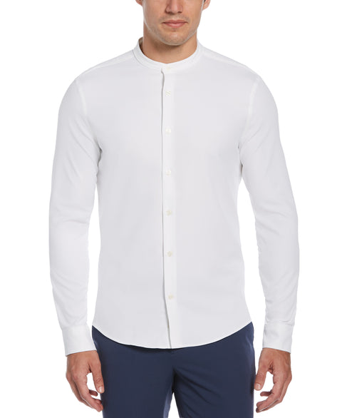 Untucked Total Stretch Slim Fit Banded Collar Shirt (Bright White) 