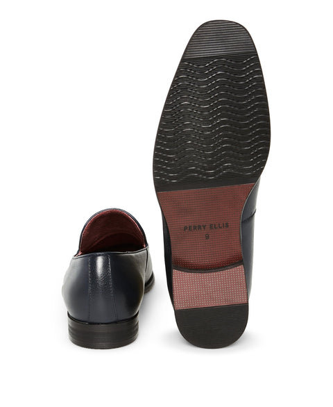 Tassel Leather Loafer Navy Perry Ellis