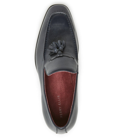 Tassel Leather Loafer Navy Perry Ellis