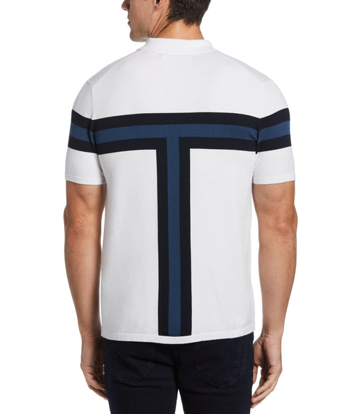 Color Block Tech Zip Polo (Bright White) 