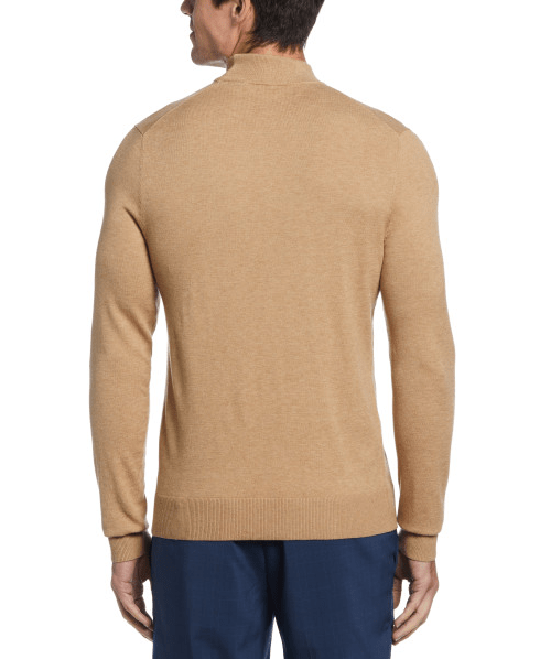 Perry Ellis Men s Tech Knit Mock Neck Pullover Sweater in Camel Heather Beige Size 2XL POLYESTER Solid Regular