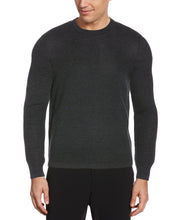 Textured Merino Wool Blend Crew Neck Sweater Charcoal Heather Perry Ellis