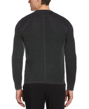 Textured Merino Wool Blend Crew Neck Sweater Charcoal Heather Perry Ellis