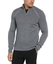 Textured Merino Wool Blend Quarter Zip Sweater