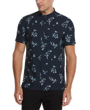 Total Stretch Floral Print Banded Collar Shirt (Dark Sapphire) 