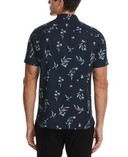Total Stretch Floral Print Banded Collar Shirt (Dark Sapphire) 