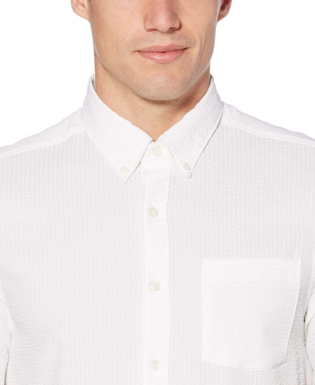 Total Stretch Seersucker Stretch Shirt Bright White Perry Ellis