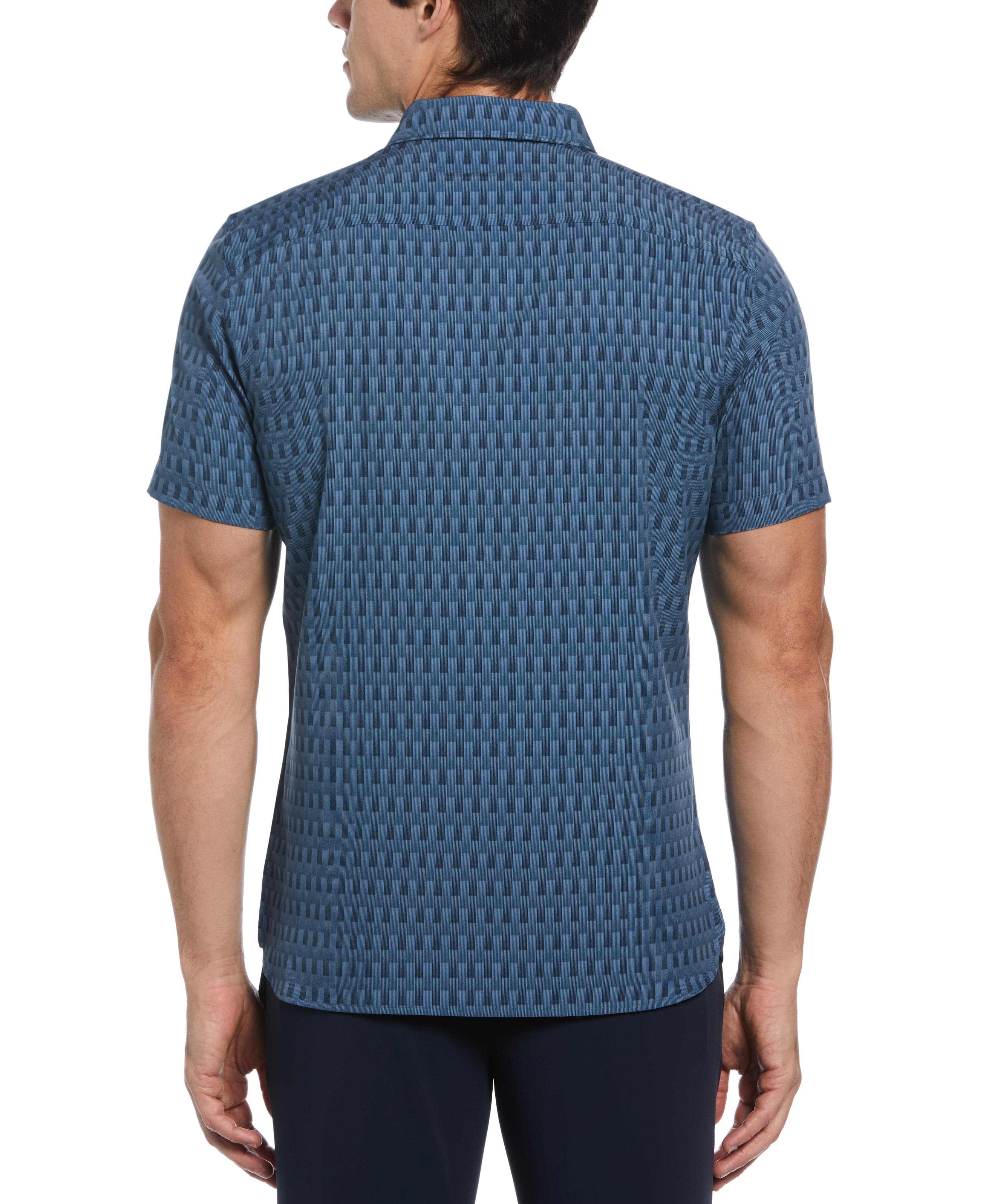 Total Stretch Slim Fit Brick Motif Shirt | Perry Ellis
