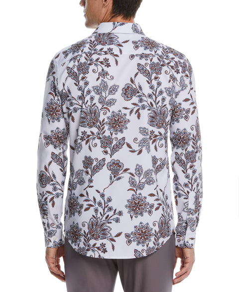 Total Stretch Slim Fit Floral Print Shirt (Bright White) 