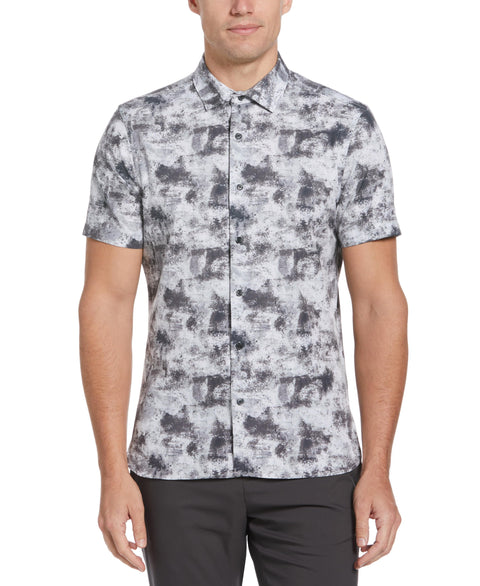 Total Stretch Slim Fit Marble Print Shirt (Chiseled Stone) 