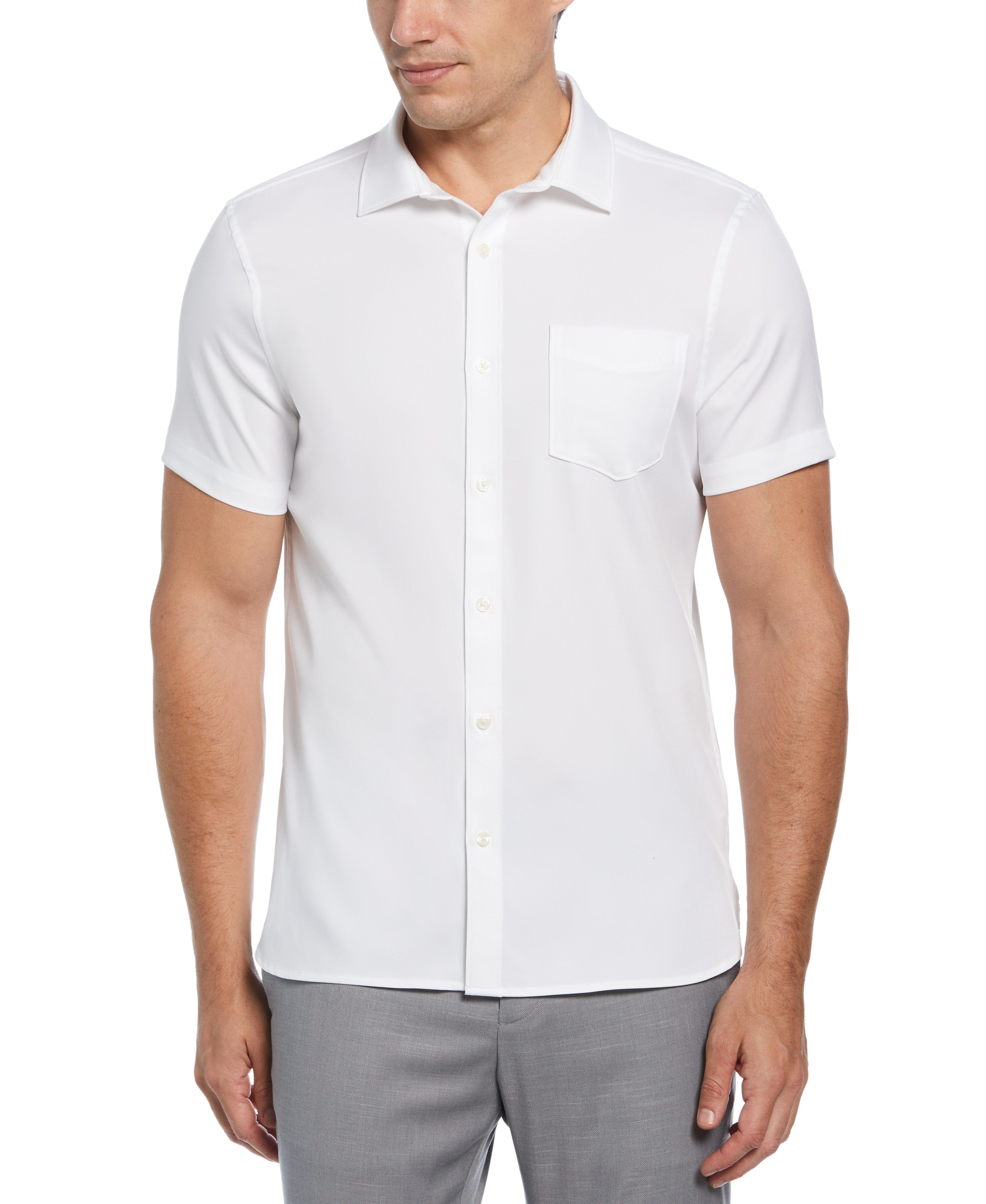 Total Stretch Slim Fit Solid Shirt | Perry Ellis