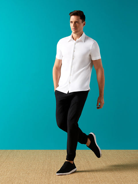 Total Stretch Slim Fit Solid Shirt Bright White Perry Ellis
