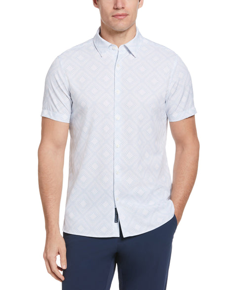 Slim Fit Total Stretch Tiled Dot Print Shirt (Celestial Blue) 