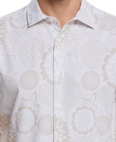 Total Stretch Tonal Floral Print Shirt (Bright White) 
