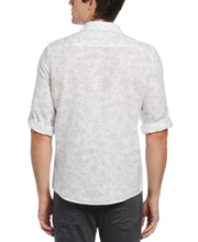 Untucked Linen Blend Roll Sleeve Vine Print Shirt