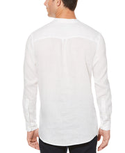 Untucked Linen Solid Popover Shirt Bright White Perry Ellis